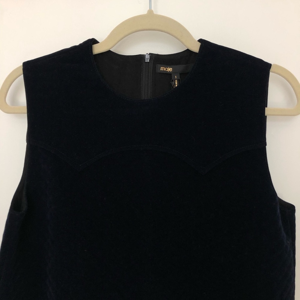 Maje Marine Robe Trapeze (Navy Blue Velvet)